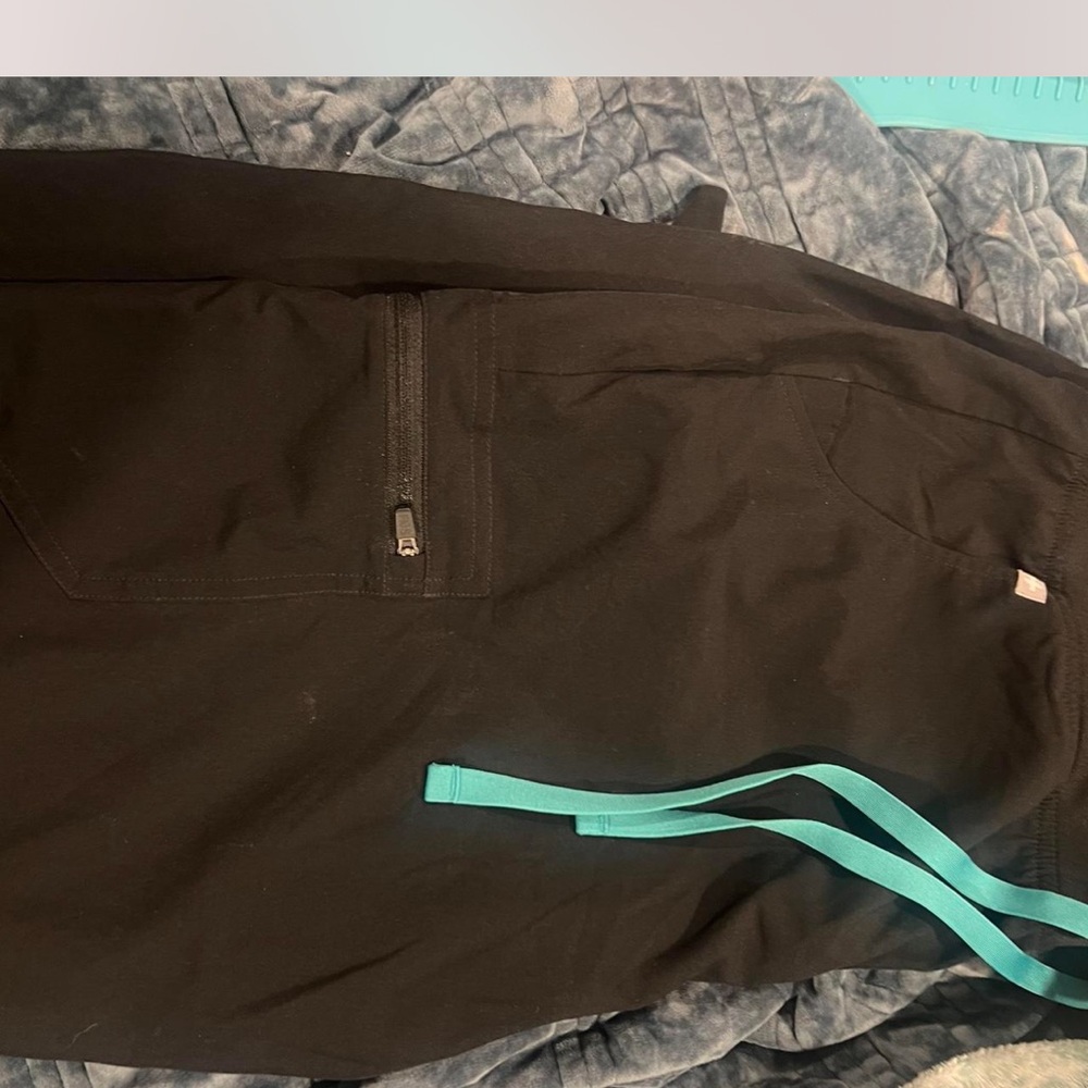 Figs Black Pants with Teal Accents